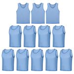 LTHYTY 12 Pack Scrimmage Vest/Team Training Jerseys/Sports Pinnies/Practice Jerseys/Soccer Bibs with Carry Bag, Sky Blue, Large