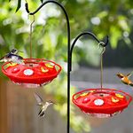 2 Pack Hummingbird Feeders for Outdoors Hanging with 8 Feeding Ports for Attract More Hummingbirds, Wide Mouth for Easy Filling, Easy to Clean and Fill Plastic Saucer Feeder 14Oz