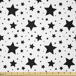 Lunarable Contemporary Fabric by The Yard, Monochrome Star Pattern Space Inspired Universe Abstract Cosmos Illustration, Stretch Knit Fabric for Clothing Sewing and Arts Crafts, 1 Yard, Black White