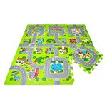 Leo & Emma Rally Play Foam Floor Tiles For Kids - Interlocking Foam Mats - Soft Alternative To Race Track Rug - Set of 9 Large 30 x 30 cm Pieces