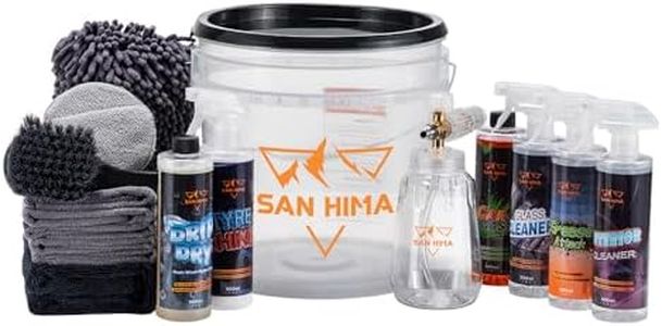San Hima 18PCS Car Cleaning Kit, Interior Exterior Detailing Kit Car Wash Kit with Wash Care Polish Bucket