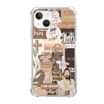 God Jesus Faith Collage Phone Case Compatible with iPhone 14，Brown Jesus Vibes Collage Cool Teen Woman Girl Boy Case for iPhone 14,Shockproof TPU Bumper Protective Case