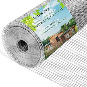 Gbekery Hardware Cloth 1/2 inch 48in x 80ft 19 Gauge, Hot-dip Galvanized After Welding Chicken Wire Fence Roll Garden Plant Welded Metal Wire Fencing Roll, Rabbit Cages Snake Fence