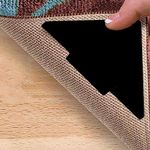 12 Pieces Anti-Slip Rug Grippers|Carpet Gripper|Carpet Tape|Rug Underlay|H HOME-MART Double Sided Washable Removable Anti Curling Corner Carpet Gripper, Non Slip Renewable Rug Tape (Triangle)