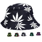 Weed Bucket Hat Marijuana Unisex | Sun UV Cannabis Leaf Hats Foldable - - One Size