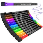 JR.WHITE Magnetic Dry Erase Markers Fine, 12 Colors White Board Markers Dry Erase Marker with Eraser Cap, Low Odor Whiteboard Markers Fine Tip Dry Erase Marker for Kids Teachers Office School Supplies