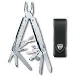Victorinox Multi Tool Swiss Tool X, 26 Functions, Swiss Made, Multi Tool with Locking Blade, incl. Leather Case, Silver