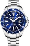 Stuhrling Original Men's Watches Pro Dive Watch Sports Watch with 42 MM Case Blue Dial Stainless Steel Silver Bracelet Diving Watch for Men, Blue, Dive Watch,Diving Watch