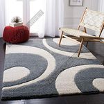 Tauhid Carpet Handwoven Super Soft Export Quality(USA) Shag Collection Graceful Swirl Area Rug,Bedroom Carpet 12 x 15 Light Grey/Ivory