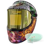 YESWELDER Auto Darkening Welding Helmet with SIDE VIEW, 180° Panoramic View, 1/1/1/1 True Color Solar Powered Welder Hood, Wide Shade 3/5-9/9-13 Welder Mask for TIG MIG ARC CUT and GRIND, LYG-Q800D