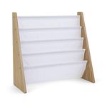 Humble Crew Kids Book Rack Storage Bookshelf with Deep Sleeves, Universal, Natural/White