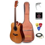 Kadence Slowhand Solid Cedar Top SH100, Premium Semi Acoustic Guitar, 41" Full Size Jumbo Guitar, Demi-cutaway design with Padded Bag, Picks, Strings, Cable and Capo