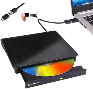 Laurensory External DVD Drive USB 3.0 Type-C USB Portable Player for Laptop CD DVD +/-RW Disk Drive CD ROM Burner Writer CD/DVD Burner Reader Compatible with Desktop Windows Linux OS Apple MacBook