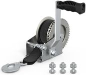 WINSBULL Boat Trailer Winch for Trailers, 1600 LB Heavy Duty Hand Manual Winch with 26FT Strap & Hook, Boat Accessories for Boat and Jet Ski Trailer