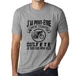 Men's Graphic T-Shirt – J’ai Peut-Étre L’air De T’écouter Mais Dans Ma Tete Je Suis Sur Mon Vélo – Eco-Friendly Limited Edition Short Sleeve Tee-Shirt Vintage Birthday Gift Novelty Heather Grey L