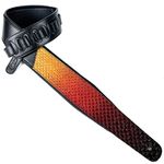 Walker And Williams KB-06 Premium Carved Fish Scale Guitar Strap In Painted Sunset Finish For Acoustic, Electric, And Bass Guitars, Yellow, Black, Red, 0, Yellow, Black, Red, 0