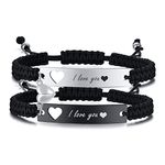 PJ JEWELLERY Him and Her Magnetic Couple Bracelets | I Love You Engraved Quote Mutual Attraction Nameplate Braided ID Set, for Lover Boyfriend Friend, (P-CB-084BS01-13-uk)