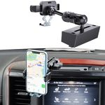 Kaishengyuan Upgraded Phone Mount for Ram Truck 2019-2023, Dash Mount Cell Phone Holder Compatible with RAM 1500/2500/3500 & TRX，25mm to 17mm Ball Adapter Phone Stand Fit for Most Smartphones