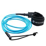 iBOARD Surfboard Leash,Straight Rope Single Turn Surf Leash for Longboard,Paddleboard,Surfboards 5.5mm Replacement 6/7/8/9 Foot | Black and Blue