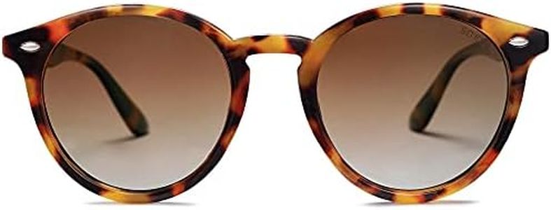 SOJOS Retro Round Polarized Sunglasses for Women Men Classic Vintage Sunnies SJ2069 with Amber Tortoise/Gradient Brown