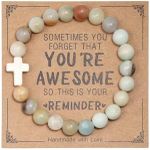 Inspirational Bracelets for Women Natural Stone Healing Relaxation Chakra Cross Bracelet Gifts for Christian Easter Graduation Birthday Christmas Mothers day Valentines Thanksgiving Appreciation Gifts