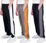 Real Essentials 3 Pack: Boys Active Tricot Sweatpants Track Pant Basketball Athletic Fashion Teen Sweat Pants Soccer Casual Girls Lounge Open Bottom Fleece Tiro Activewear Training -Set 6,S (8-10)