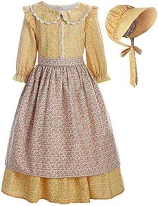 ReliBeauty Pioneer Girl Costume Colonial Prairie Dress Yellow 150