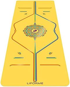 Liforme Inked Travel Yoga mat – Free Yoga Bag, Patented Alignment System, Warrior-like Grip, Non-slip, Eco-friendly and Biodegradable, Ultra-lightweight, Sweat resistant, Long, Wide and Thick – Yellow