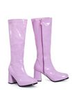 Ladies Womens Fancy Dress Party Go Go Boots 60s and 70s Retro Knee High Zip closure Size 3-12 (Pink Patent, 3)