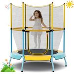 Giantex 48" Trampoline for Kids, Toddler Trampoline with Safety Enclosure Net, Max Load 265 Lbs, Mini Trampoline for Kids, Outdoor Indoor Small Trampoline Gifts for Boys Girls Aged 3-6 (Blue/Yellow)