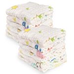 Viviland Baby Washcloths Wash Cloths for Babies,Muslin Washcloths Baby,12-Pack,12 X 12 inches Absorbent and Soft Newborn Essentials Must Haves - Dinosaur & Flamingo