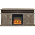 Walker Edison Atticus Farmhouse Tall X Barn Door Fireplace Stand for TVs up to 65 Inches, Grey Wash