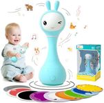 alilo Smarty Bunny Rattle Baby Toys Multi-Sensory Musical Montessori Toys,0-3-6-12-18-24 Months 1 Year Old boy/Girl Gifts，Baby Teething Toys,4 Different Modes and Color Recognition Function