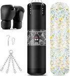 Kids Punching Bag Set, 2.75ft Filled Heavy Bag Kickboxing Bag with 2KG Sponge & 6oz Gloves, Hanging Boxing Bag for Kids Youth Boxing, MMA, Muay Thai, Karate, Martial Art, Home Gym Training