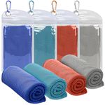 Toplive Cooling Towels [4 PACK], Soft Breathable Ice Towel Microfiber Cool Towel Chilly Towel 35 X 12 In for Yoga, Sport, Gym, Workout, Camping, Fitness, Running (Blue + Gray + Treasure Blue + Orange)