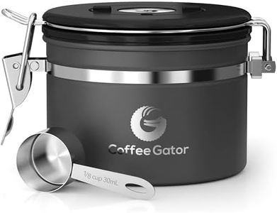 Coffee Gator Stainless Steel Container - Canister with co2 Valve Scoop and eBook - Small Gray