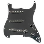 Musiclily Pro SSS Pre-wired Loaded Pickguard with Artec Pickups Staggered Alnico 5 Single Coil Pickups for Strat Style Electric Guitar, 3ply Black