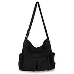 Canvas Messenger Bag, Multi-pockets Messenger Bag Aesthetic for School Travel Large Crossbody Tote Bag for Women and Men