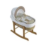 ELEGANT BABY Beary Nice Cream Palm Moses Basket with Deluxe Natural Rocking Stand, Adjustable Hood, Fibre Mattress & Padded Liner