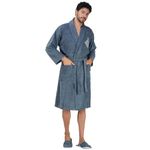 Rangoli Royal Bamboo Bathrobes | Ultra Absorbent & Soft | Comfortable & Stylish | Unisex Design for Home & Spa for Men & Women With Matching Slippers | Blue,XL