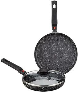 Amazon Brand - Solimo Aluminium 3 Piece Non-Stick Cookware Set with Detachable Handle | Granite Finish | Induction Base | Pfoa Free | High Temperature Resistant Exterior Coating | Black