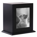 BRKURLEG Pet Wood Memorial Urn for Ashes,Photo Frame Keepsake Box for Cats Dogs,Funerary Caskets Supplies Burly Wood Cremation Urns with Acrylic Glass Photo Protector for Pet Lovers