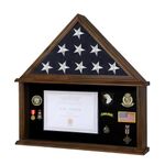 Tieeqe Large Military Shadow Box Solid Wood Burial Flag Display Case for American Veteran Flag Display Fit a Folded 5'x9.5' Flag Military Flag Display Case with Certificate Holder, Walnut Finish