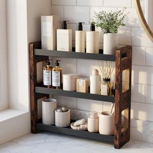 Bathroom Organizers And Storage,Bathroom Counter Organizer,Bathroom Counter Shelf,Bathroom Sink Organizer,Vanity Organizers,Vanity Storage,Makeup Organizer Countertop,Perfume Display (Brown 3 Tier)