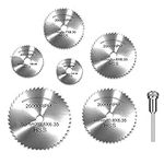 Cutting Wheel Set for Rotary Tool,6pcs 1/8" HSS High Speed Steel Circular Saw Blades with Shank Extension Rod for Wood Plastic Metal Cutting