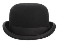 GEMVIE Black Derby Hat 100% Wool Theater Quality Hat Bowler Hat for Men Women Vintage Costumes, Black, 7 3/8