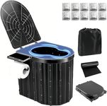Suicune Portable Toilet for Adults, Foldable Plastic Toilet, with Lid and Paper Holder Travel Porta Potty for Adults Camping, Hiking, RV, Fishing, Beach, Road Trip, Truck, Hunting (Black)