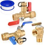 3/4" IPS Isolator Tankless Water Heater Service Valve Kit, with Pressure Relief Valve, Clean Brass Construction