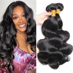 Brazilian Body Wave Human Hair Bundles 3 Bundles Body Wave Bundle 8A Grade Unprocessed Human Hair Body Wave human hair bundles weave human hair (16 18 20Inch Natural Black Color)