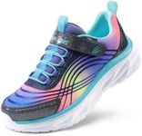 DREAM PAIRS Girls Shoes Sneakers Kids Tennis Shoes Sparkle ColorBurst Lightweight Running Casual Walking Shoes,Size 11 Little Kid,Purple/Rainbow,SDRS2405K